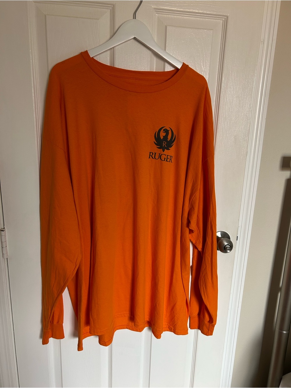 Ruger Men's Long Sleeve Tee in Orange with Chest Logo